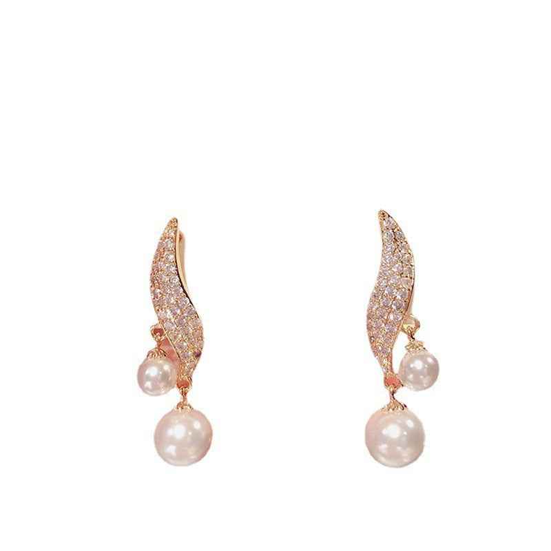 Pearl Drop Rhinestone Earrings